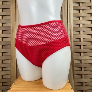 NWOT Fishnet Mesh Top High Waisted Bikini Swimsuit Bottoms